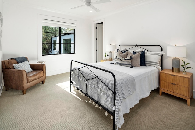 bedroom featuring carpet and ceiling fan