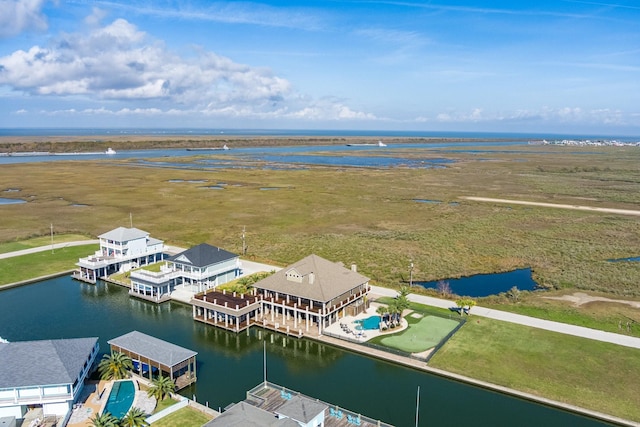 1245 Lagoon Dr, Crystal Beach, TX 77650 - bird's eye view featuring a water view and a rural view