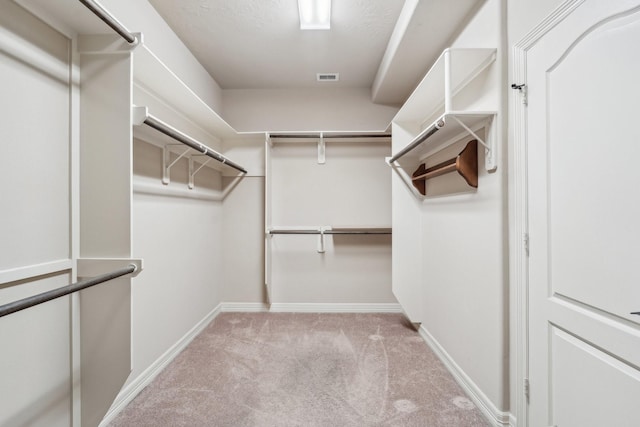 spacious closet with light colored carpet