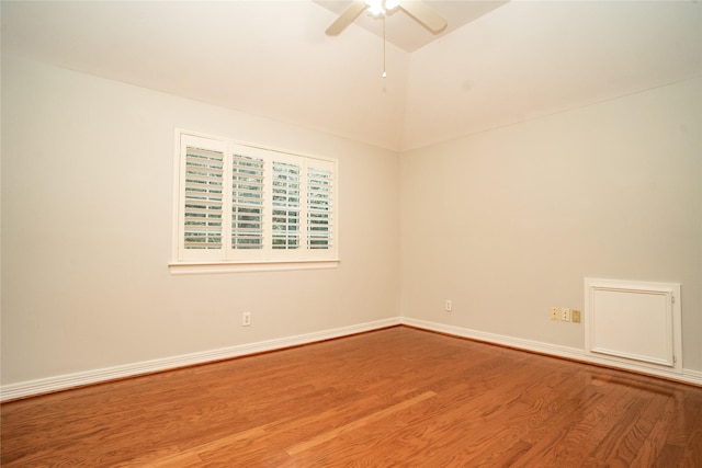 empty room featuring ceiling fan and wood-type flooring