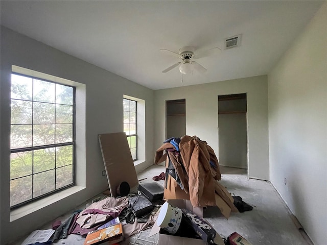 miscellaneous room featuring ceiling fan