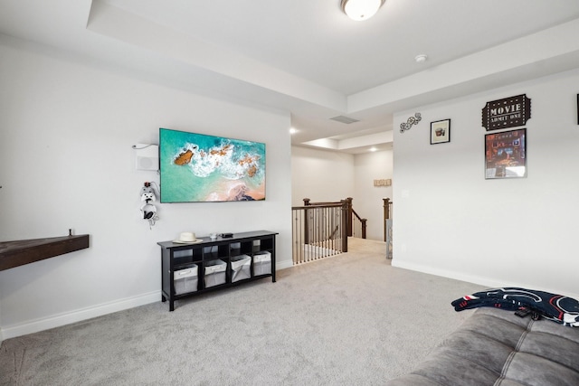 interior space with a raised ceiling