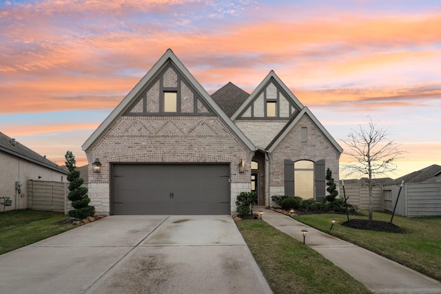 view of front of home with a lawn