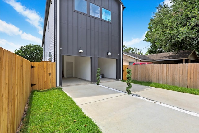 exterior space featuring a garage