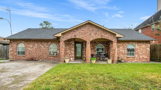 view of front of property with a front yard