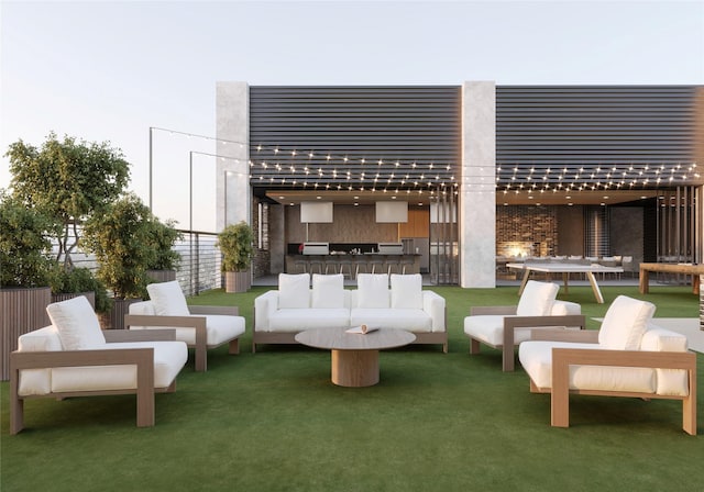 view of patio with an outdoor living space and exterior kitchen