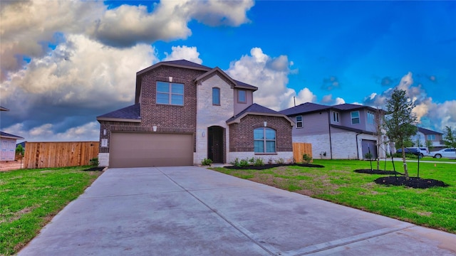 view of property with a front lawn