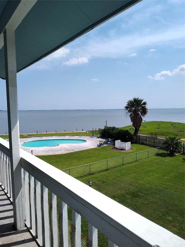 balcony with a water view