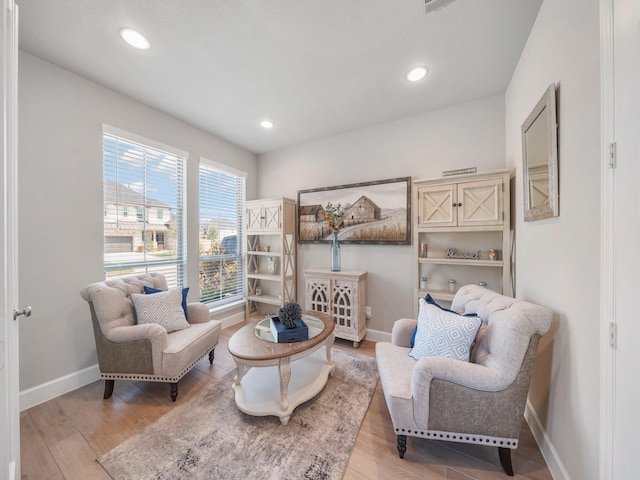 living area featuring light wood-type flooring