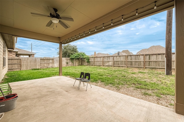 view of patio with ceiling fan