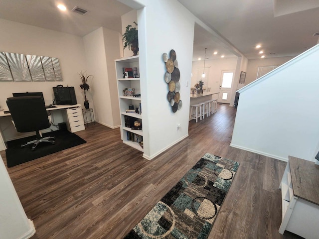 office featuring dark hardwood / wood-style floors