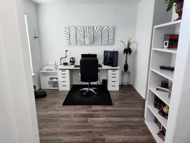 office area featuring dark hardwood / wood-style floors