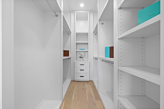 spacious closet with light wood-type flooring