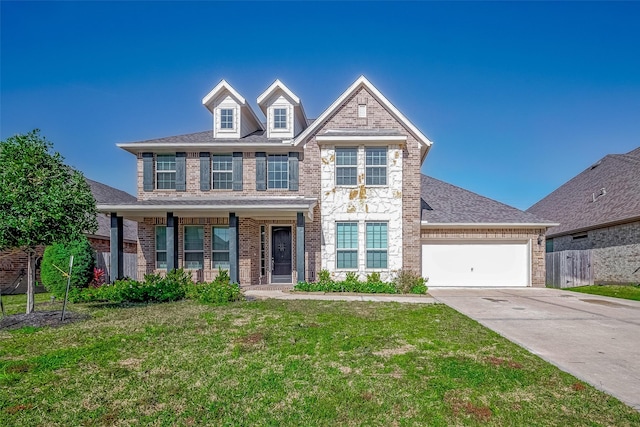 view of front of home with a garage and a front yard