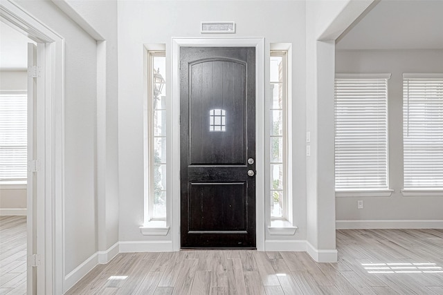 foyer entrance featuring light hardwood / wood-style flooring and a healthy amount of sunlight