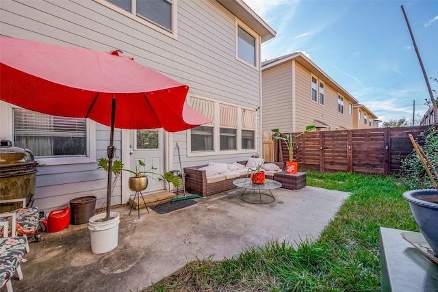 view of patio / terrace featuring an outdoor living space