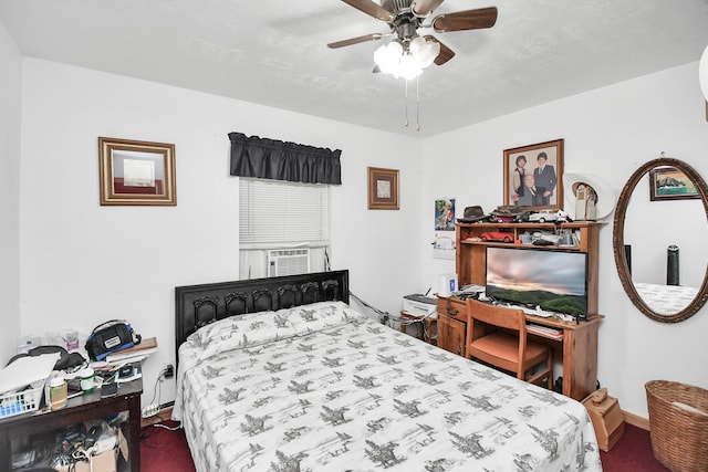 bedroom featuring ceiling fan and cooling unit