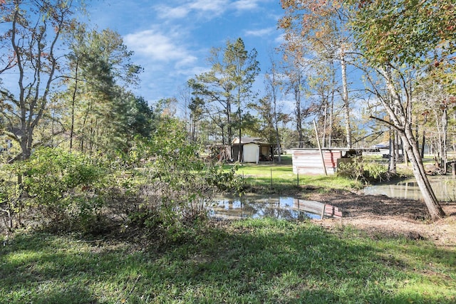 view of yard featuring a water view