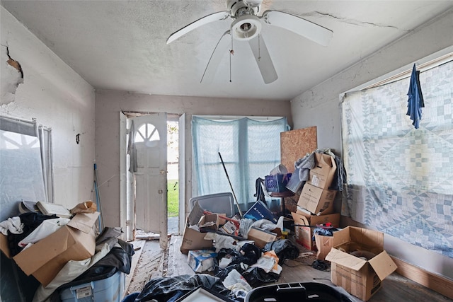 misc room with ceiling fan