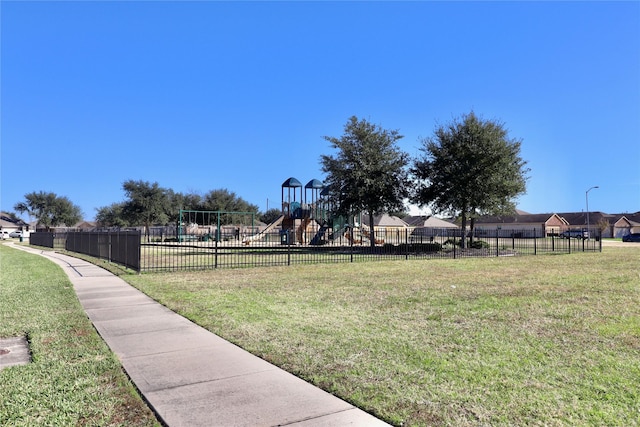 view of yard with a playground