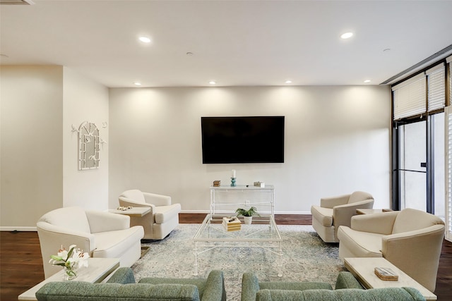 living room with hardwood / wood-style floors and plenty of natural light