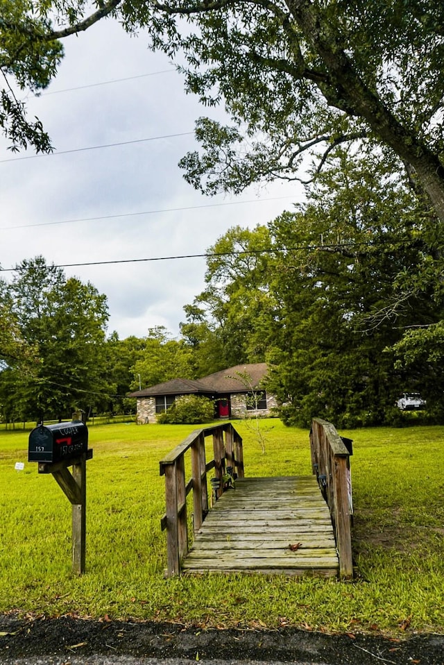 view of home's community with a yard