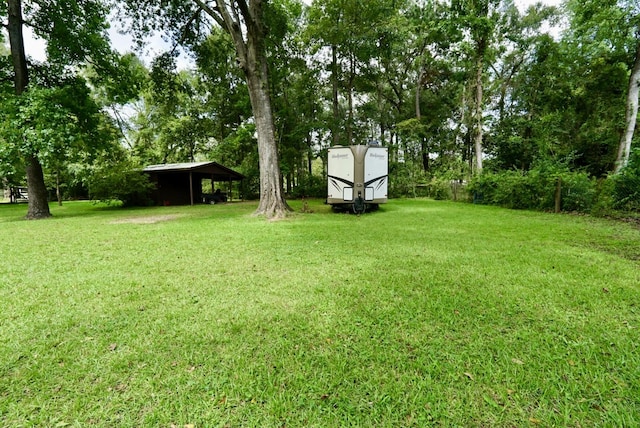 view of yard with an outbuilding