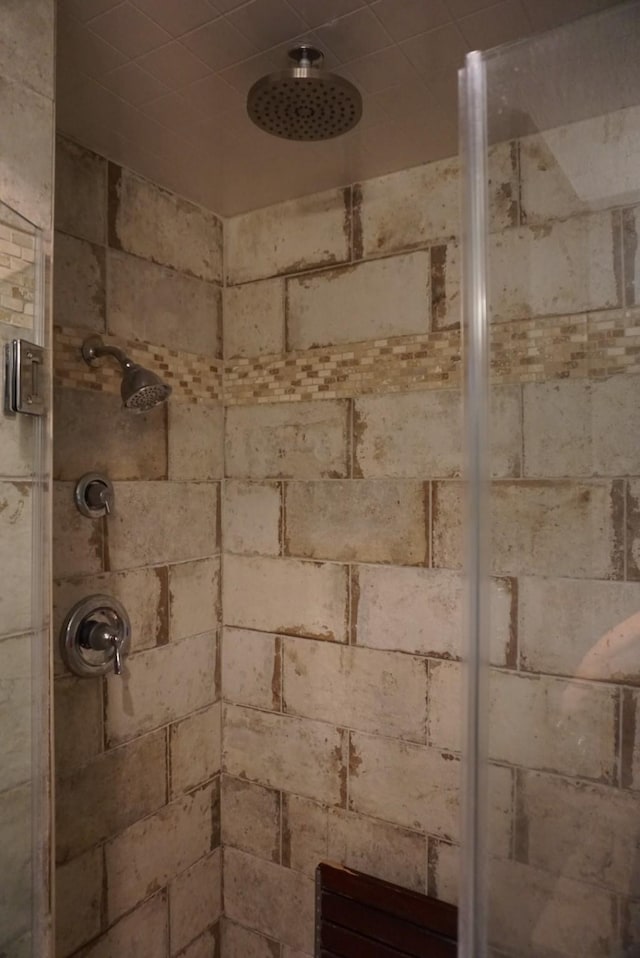 interior details featuring a shower