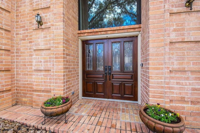 doorway to property featuring french doors