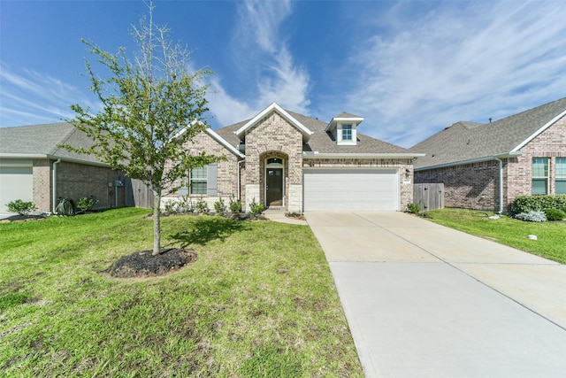 view of front facade featuring a garage and a front lawn