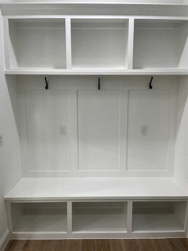 mudroom featuring dark hardwood / wood-style flooring