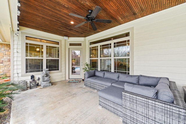 view of patio / terrace with outdoor lounge area and ceiling fan