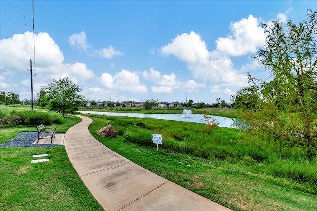 view of community featuring a water view