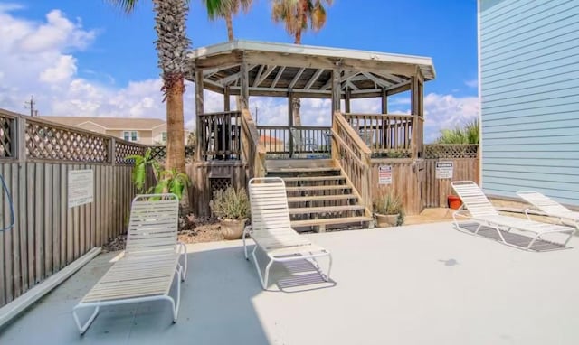 view of patio / terrace featuring a gazebo