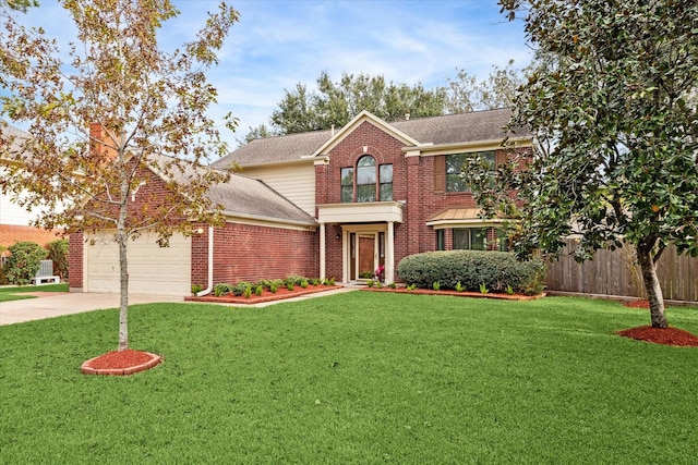 view of front of house featuring a garage and a front yard