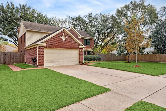 front of property with a front lawn and a garage