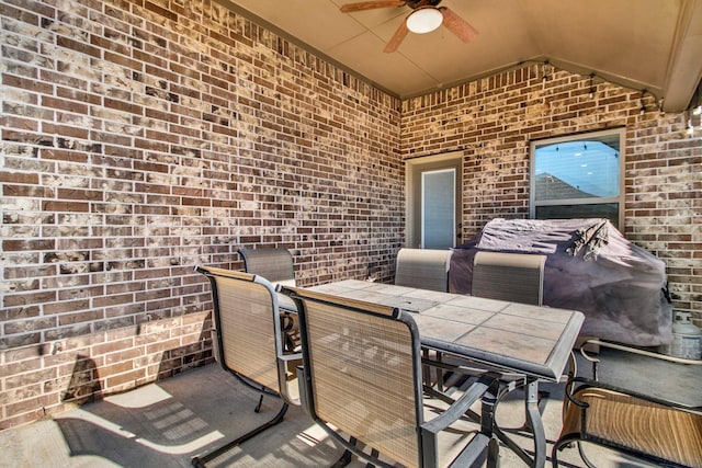 view of patio with ceiling fan