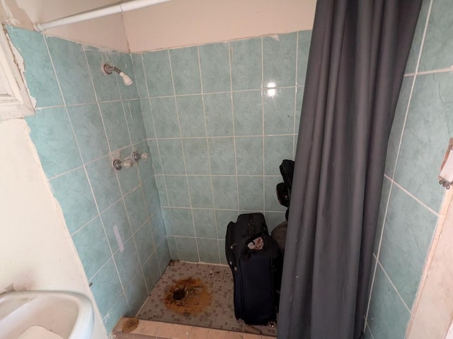 bathroom with walk in shower