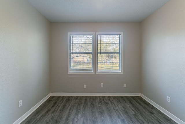 spare room with dark wood-type flooring