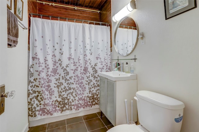 bathroom with tile patterned floors, vanity, and toilet