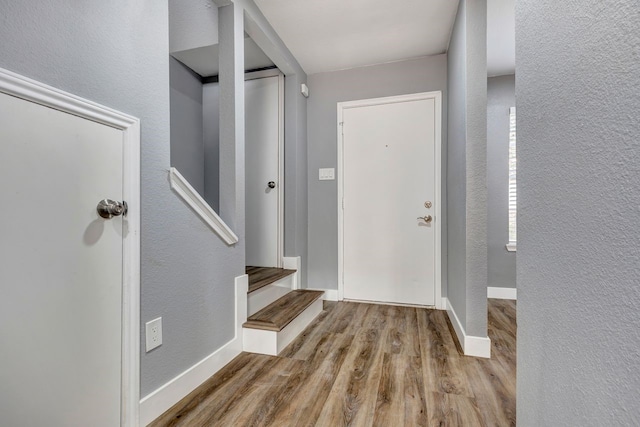 foyer with light hardwood / wood-style floors