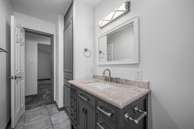 bathroom featuring tile patterned flooring and vanity