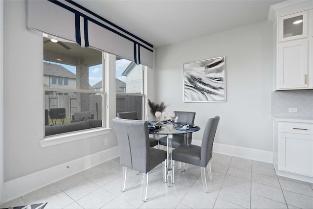 dining room with light tile patterned floors