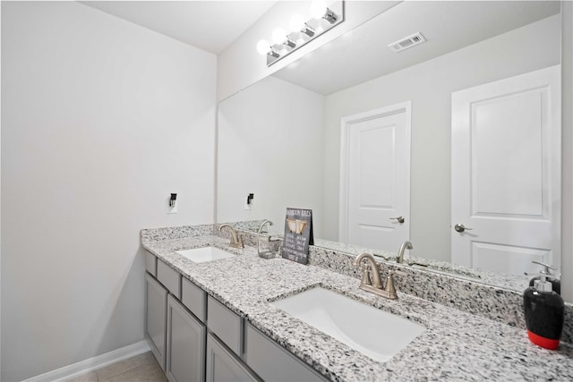 bathroom featuring tile patterned flooring and vanity