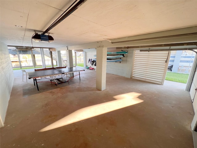 garage with a garage door opener