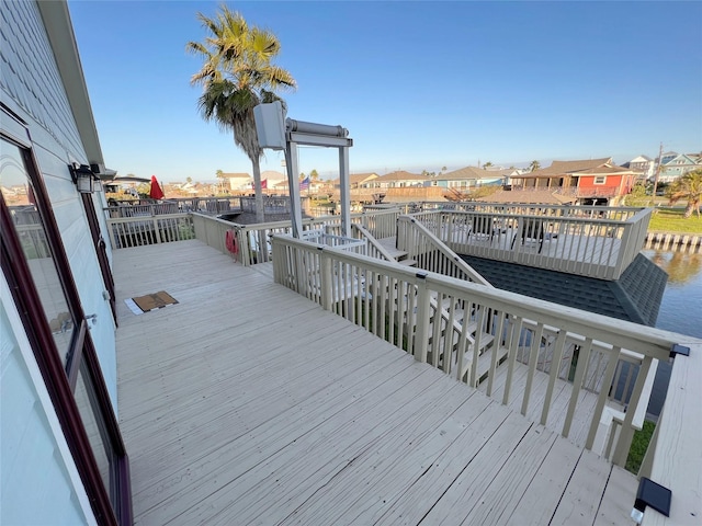 deck with a water view