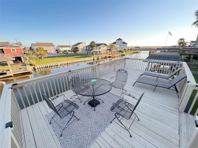 deck with a water view