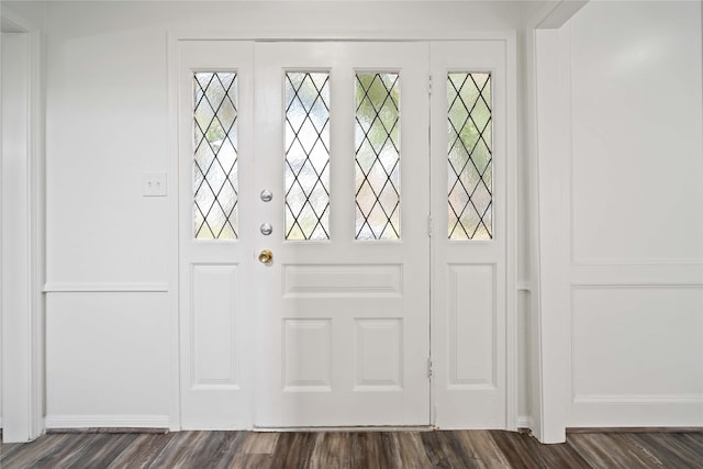 foyer entrance featuring dark hardwood / wood-style flooring