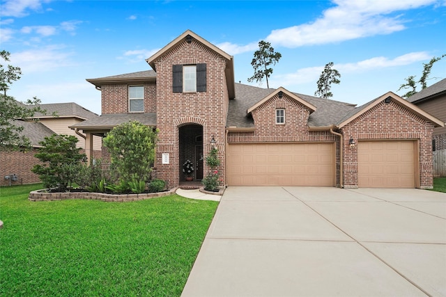 view of front of home featuring a front lawn