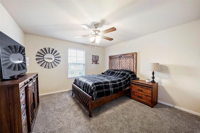 bedroom with carpet flooring and ceiling fan